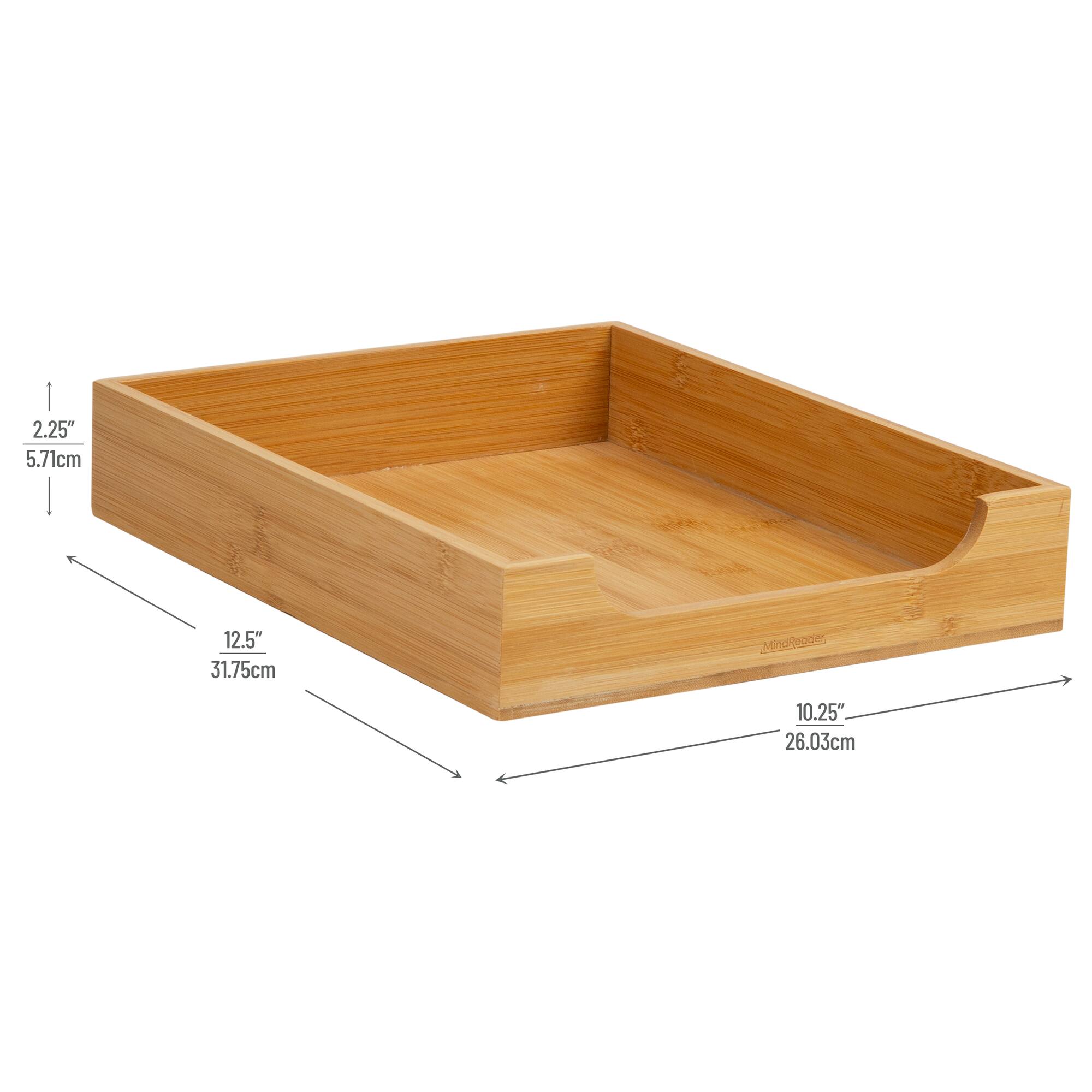 Mind Reader Paper Tray, Desktop Organizer, File Storage, Modern, Office, Bamboo, Brown